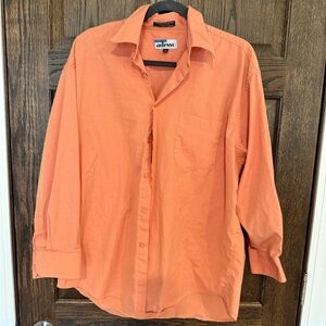Adesso 100% Cotton Long Sleeve Orange Button-Up Shirt